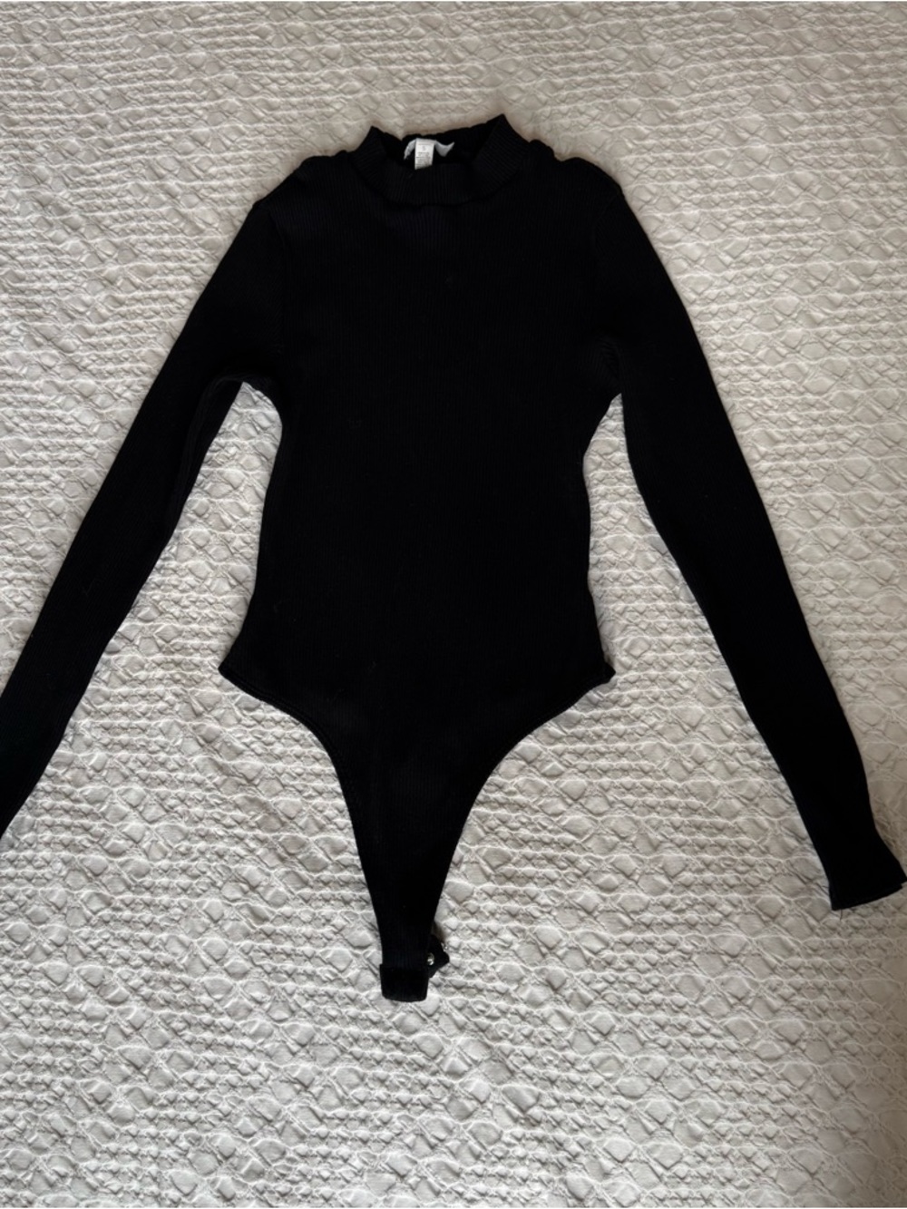 BP. Black Ribbed Long Sleeve Bodysuit Size Small